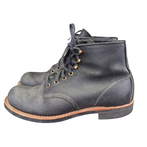 Red Wing 2955 Blacksmith Spitfire Boots Heritage Black Men's 8D Rough-out Wax - Picture 2 of 8